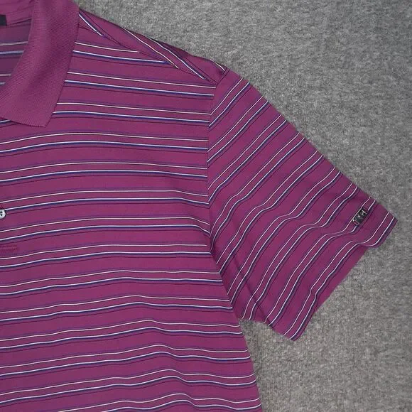 RARE Nike Tiger Woods Collection SAMPLE Polo Shirt Adult L pink blue stripe S/S - Picture 3 of 14